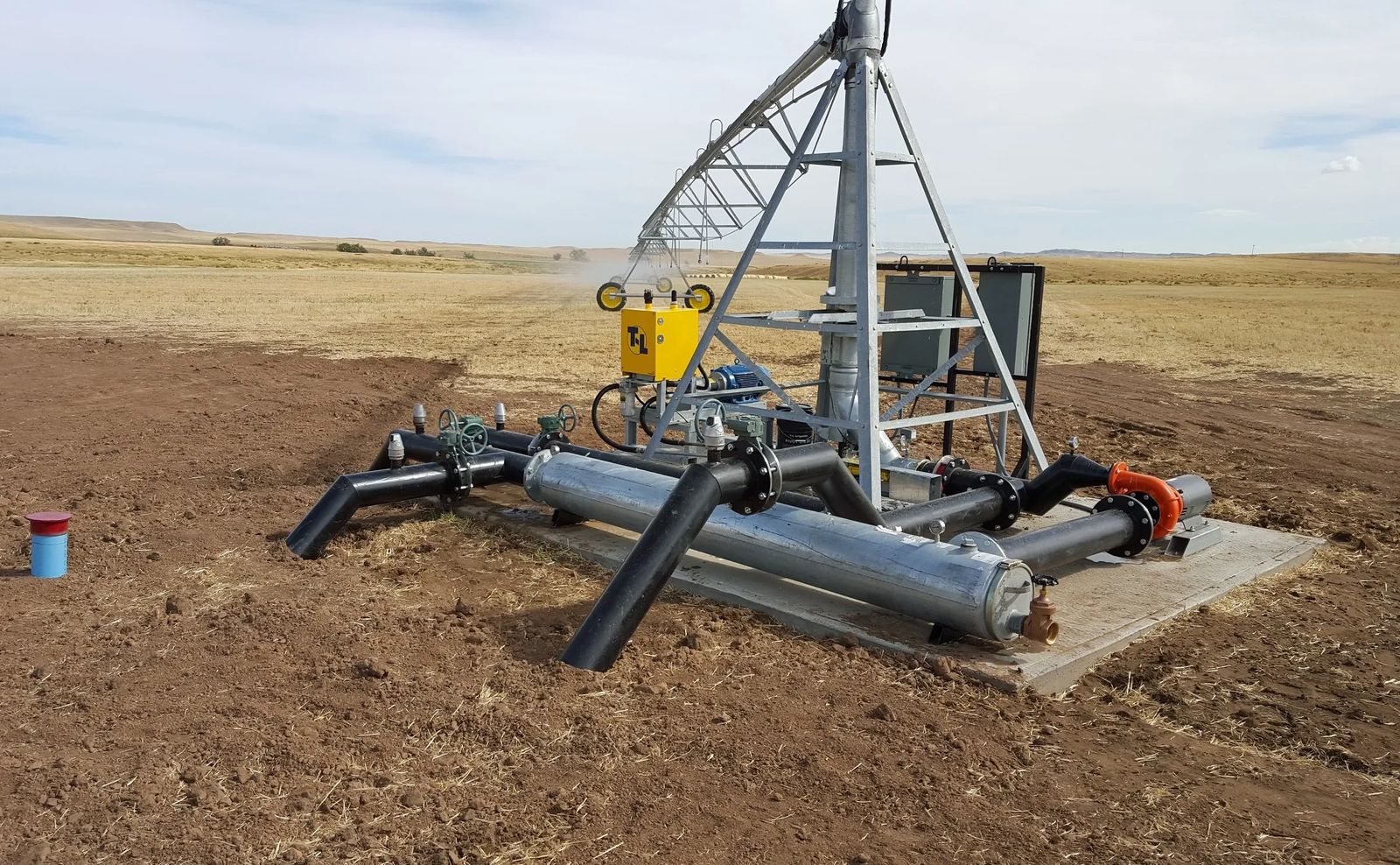 Irrigation installation showing pumps in Wyoming.